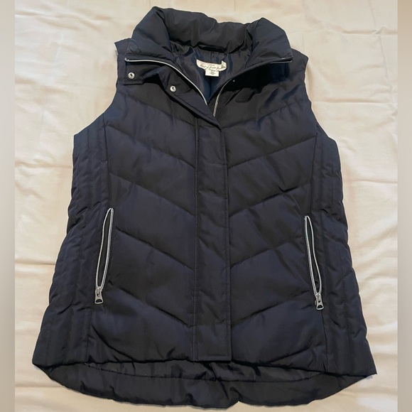 H&M Women’s Blue Puffer Vest with Detachable Faux Fur Hood Size 10 - Picture 4 of 5